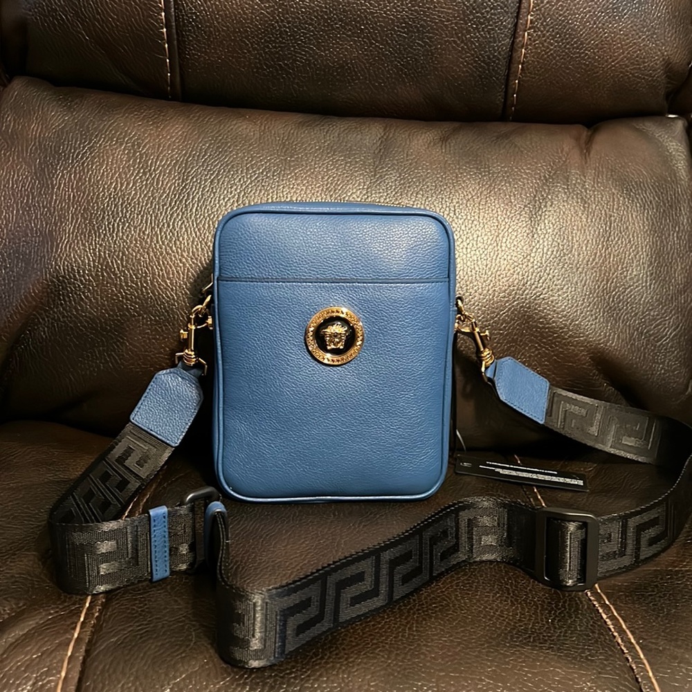 Versace unisex La Medusa icon logo monogram messenger crossbody bag NEW